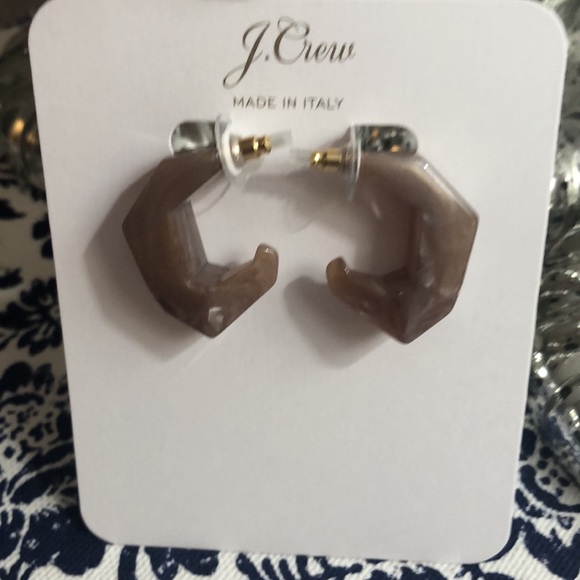 NWT J. Crew Made in Italy Acetate Dimensional Hoop Earrings - Picture 2 of 4
